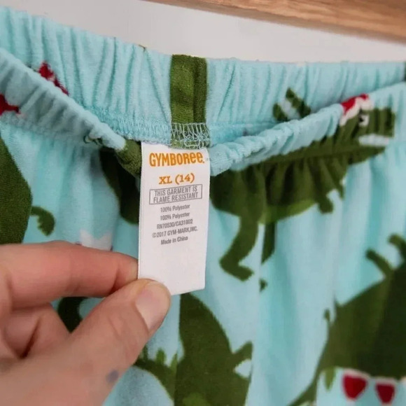 COPY - Gymboree 2 pc Christmas Dinosaur fleece PJ's Green & Red  | XL (14) - Picture 5 of 5